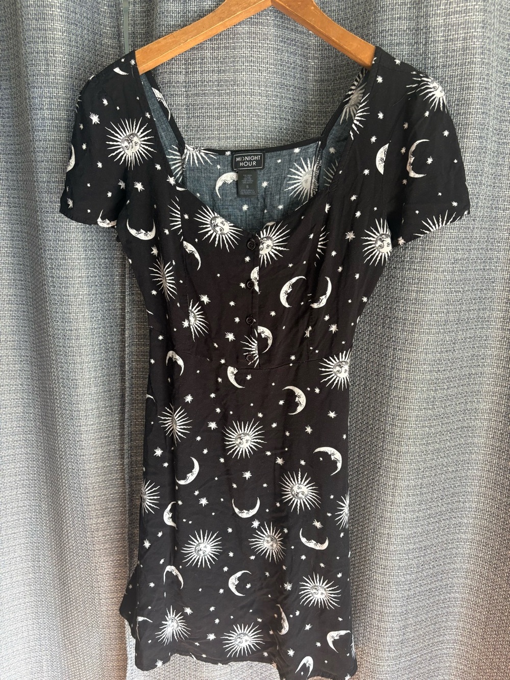 Midnight Hour Celestial Sun Moon Star Mini Dress Goth Grunge Size Small